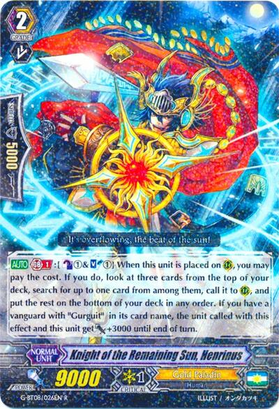 Knight of the Remaining Sun, Henrinus [G Format] G-BT08/026EN