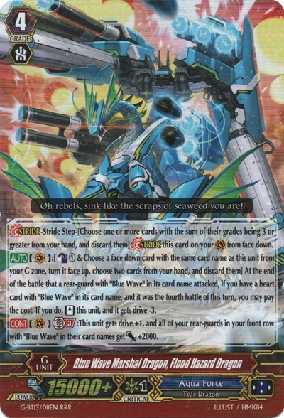 Blue Wave Marshal Dragon, Flood Hazard Dragon [G Format] G-BT13/011EN