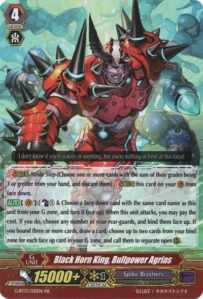 Black Horn King, Bullpower Agrias [G Format] G-BT13/021EN