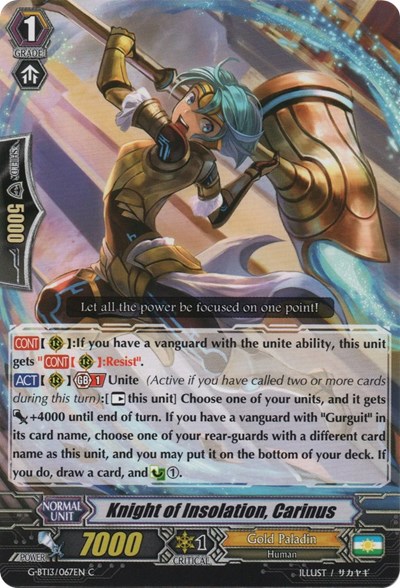 Knight of Insolation, Carinus [G Format] G-BT13/067EN