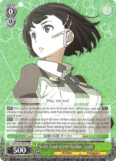 Sister Fond of Her Brother, Leafa SAO/S51-E021 RR