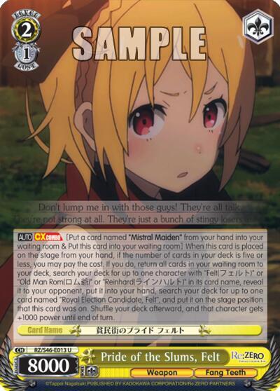 Pride of the Slums, Felt RZ/S46-E013 U