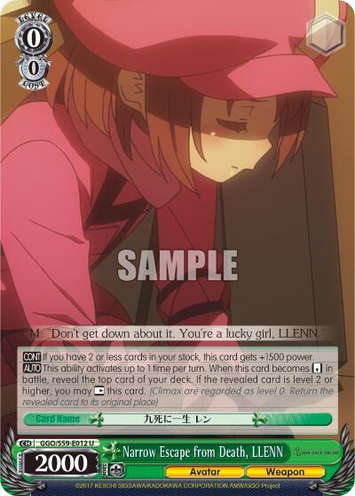 Narrow Escape from Death, LLENN GGO/S59-E012 U