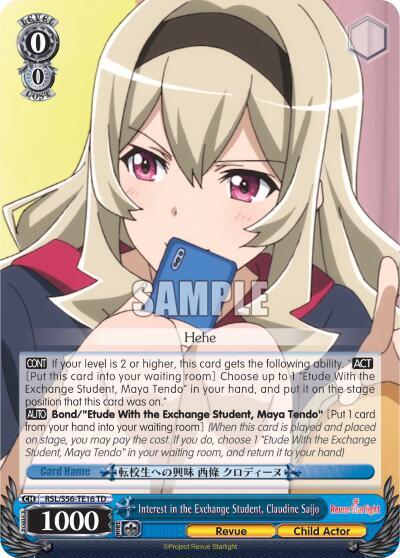 Interest in the Exchange Student, Claudine Saijo RSL/S56-TE16 TD