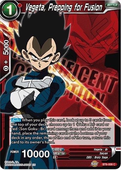 Vegeta, Prepping for Fusion BT6-009