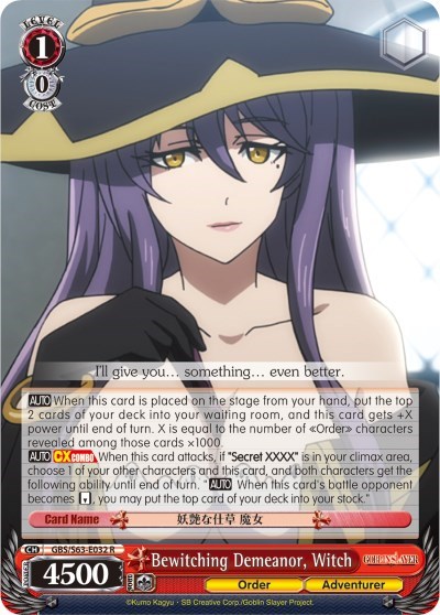 Bewitching Demeanor, Witch GBS/S63-E032 R