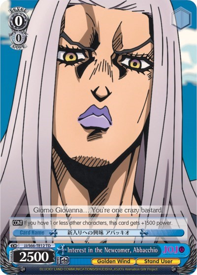 Interest in the Newcomer, Abbacchio JJ/S66-TE12 TD