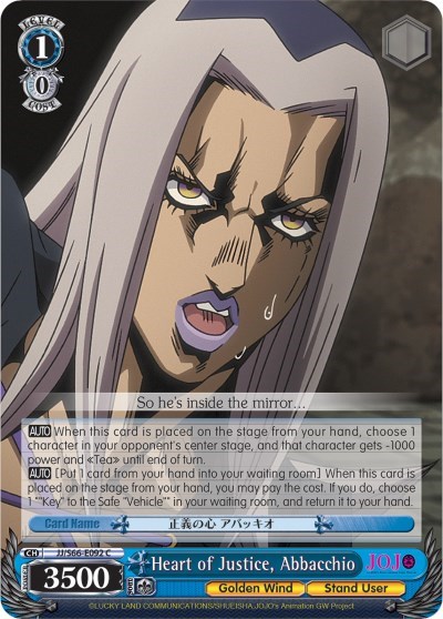 Heart of Justice, Abbacchio JJ/S66-E092 C