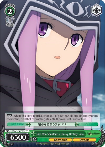 Girl Who Shoulders a Heavy Destiny, Ana FGO/S75-TE06 TD