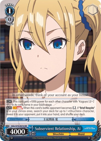 Subservient Relationship, Ai KGL/S79-E074 RR