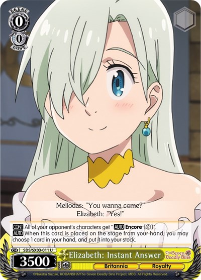 Elizabeth: Instant Answer SDS/SX03-011 U