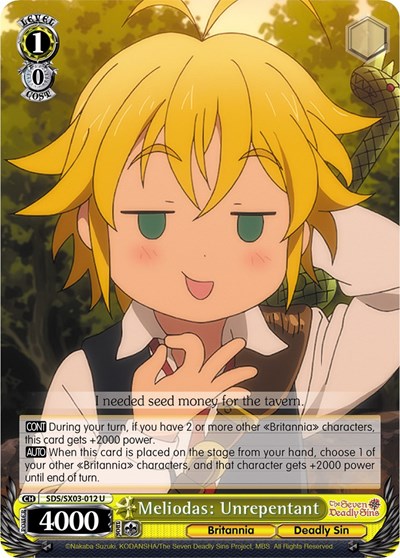 Meliodas: Unrepentant SDS/SX03-012 U