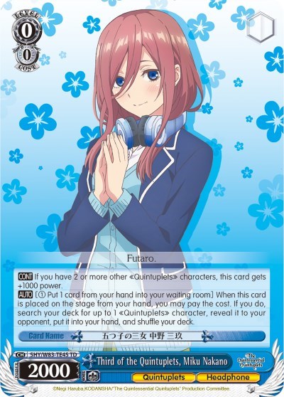Third of the Quintuplets, Miku Nakano 5HY/W83-TE45 TD