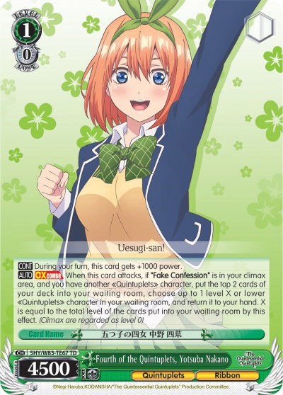 Fourth of the Quintuplets, Yotsuba Nakano 5HY/W83-TE67 TD