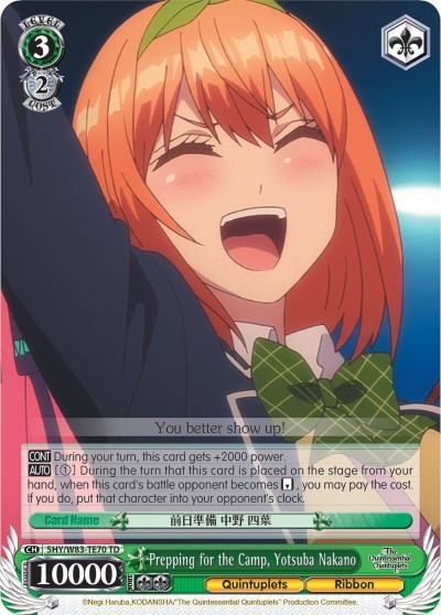 Prepping for the Camp, Yotsuba Nakano 5HY/W83-TE70 TD