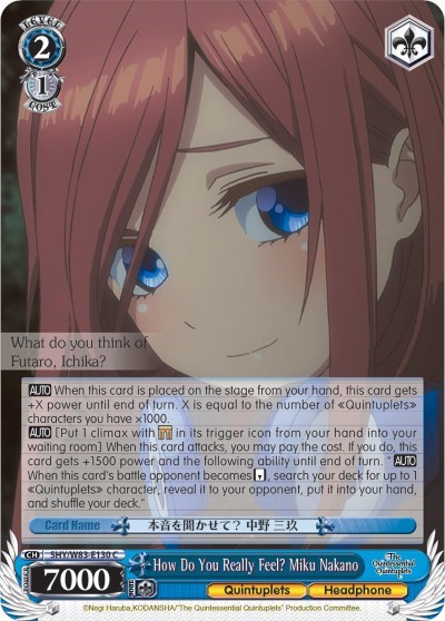 How Do You Really Feel? Miku Nakano 5HY/W83-E130 C