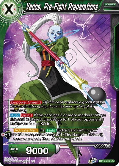 Vados, Pre-Fight Preparations BT16-049