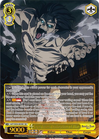 Eren Titan: Declaration of War AOT/SX04-003SEC SEC