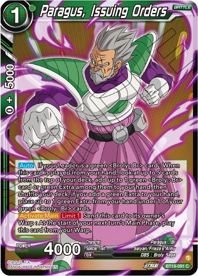Paragus, Issuing Orders BT19-091