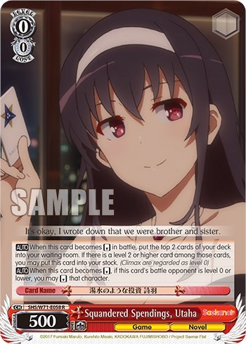 Squandered Spendings, Utaha SHS/W71-E058 R