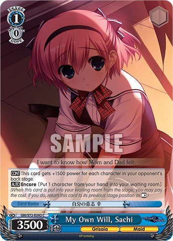My Own Will, Sachi GRI/S72-E092 C