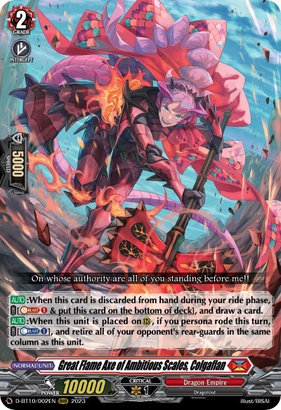 Great Flame Axe of Ambitious Scales, Colgaflan [D Format] D-BT10/002EN