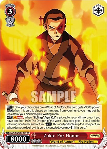 Zuko: For Honor ATLA/WX04-049 RR