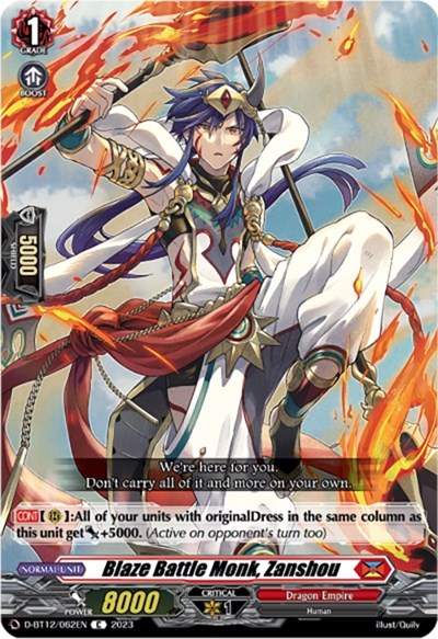 Blaze Battle Monk, Zanshou [D-Format] D-BT12/062EN