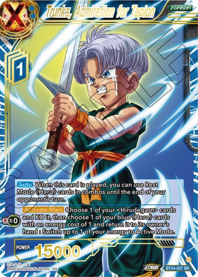 Trunks, Admiration for Tapion BT24-027