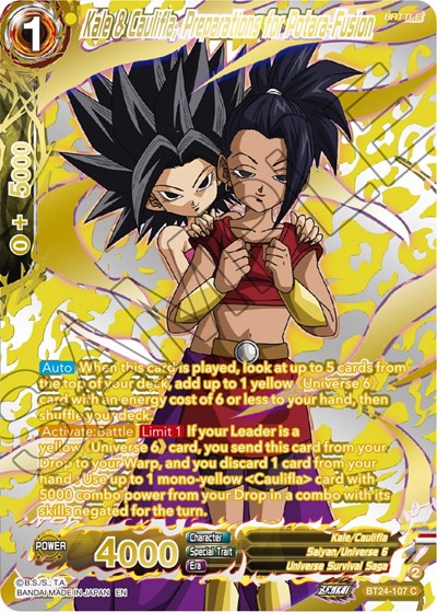 Kale & Caulifla, Preparations for Potara-Fusion BT24-107