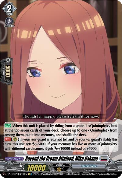 Beyond the Dream Attained, Miku Nakano [D-Format] DZ-BT02/EX19EN