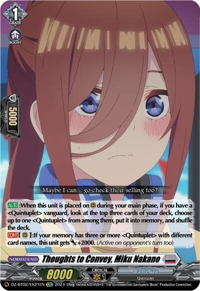 Thoughts to Convey, Miku Nakano [D-Format] DZ-BT02/EX21EN