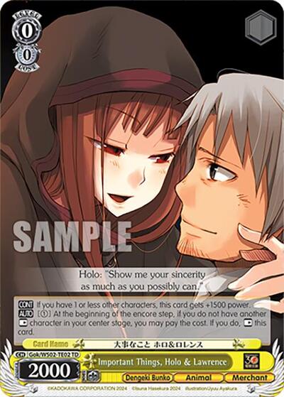 Important Things, Holo & Lawrence Gok/WS02-TE02 TD