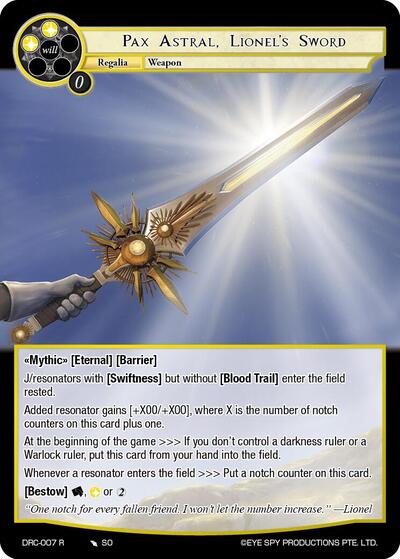 Pax Astral, Lionel's Sword 