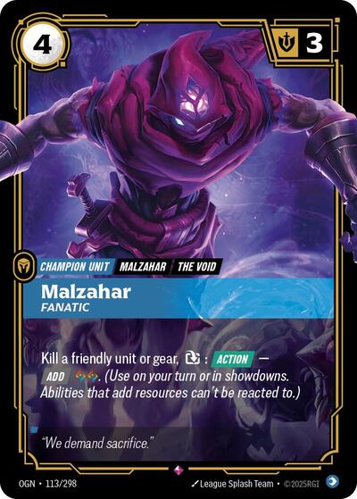 Malzahar, Fanatic 113/298