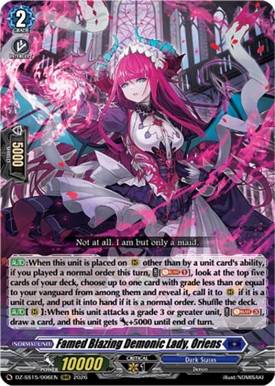 Famed Blazing Demonic Lady, Oriens [D-Format] DZ-SS15/006EN