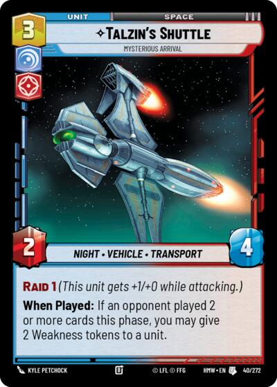 Talzin's Shuttle, Mysterious Arrival 
